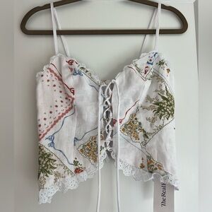 Reformation Hankerchief Lace Up Crop Top Size 4
